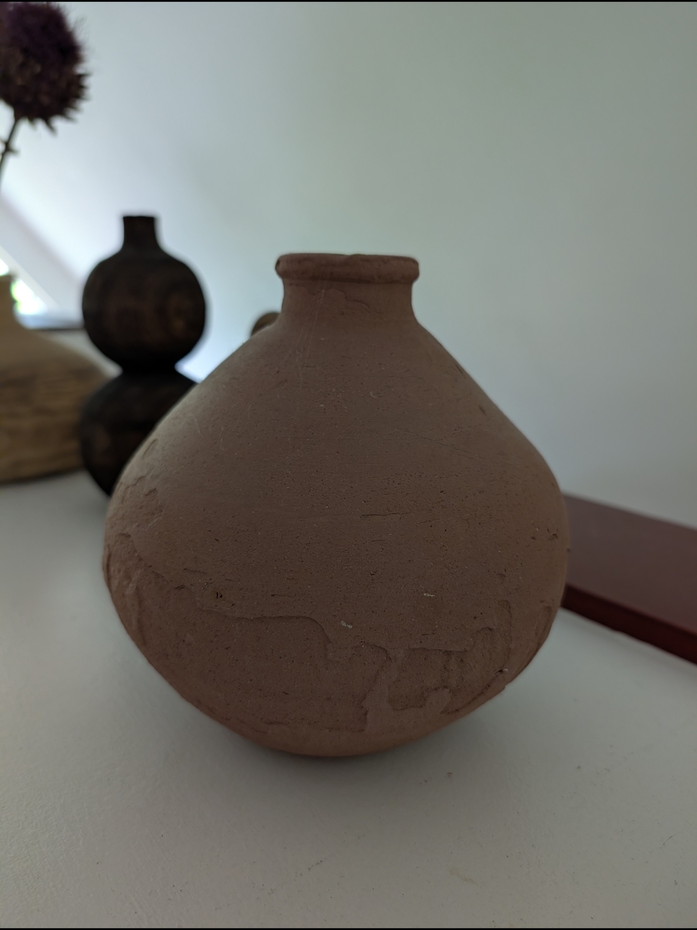 Handcrafted Brown Terra Cotta Vase - Rustic Home Art
